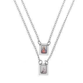 Escapulário de Nossa Senhora do Carmo com Medalha Mini Colorida - Inox