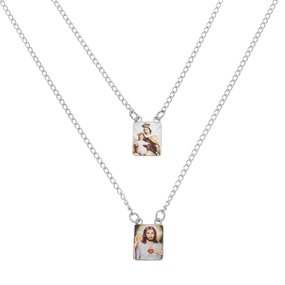 Escapulário de Nossa Senhora do Carmo com Medalhas Coloridas - Inox