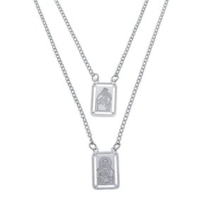 Escapulário de Nossa Senhora do Carmo com Bordas Vazadas e Detalhadas - Inox