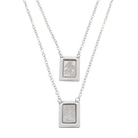 Escapulário de Nossa Senhora do Carmo Gravado em Alto Relevo - Inox