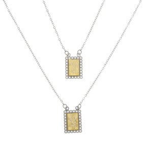 Escapulário de Nossa Senhora do Carmo Prata e Dourado - Inox