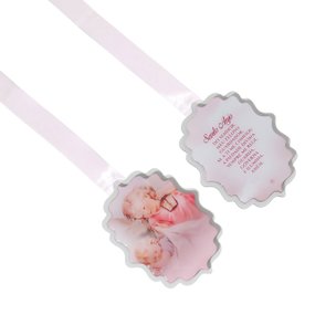 Escapulário de Porta do Santo Anjo da Guarda em MDF - Rosa - Resinado