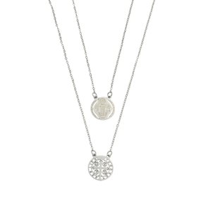 Escapulário de São Bento com Medalha Vazada em Inox - Prata