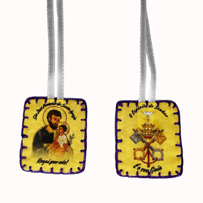 Escapulário de São José em Tecido Colorido com Fita Branca