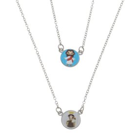 Escapulário Infantil de Nossa Senhora do Carmo Redondo Colorido - Inox