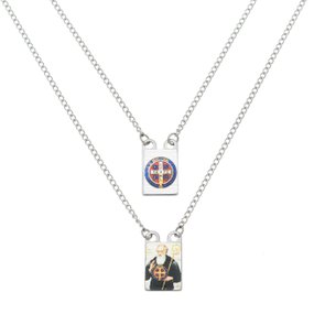 Escapulário Medalha de São Bento em Inox Colorido