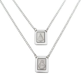 Escapulário de Nossa Senhora Aparecida em Alto Relevo - Inox