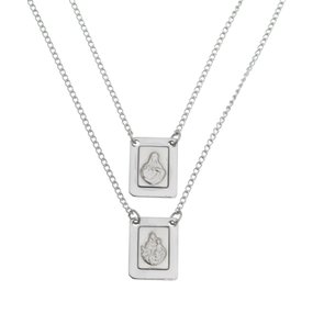 Escapulário de Nossa Senhora do Carmo em Alto Relevo - Inox