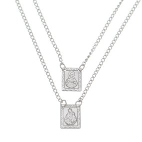 Escapulário de Nossa Senhora do Carmo com Borda Desenhada e Alto Relevo - Inox