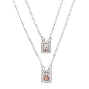 Escapulário Nossa Senhora do Carmo Mine com Borda Trabalhada em Inox