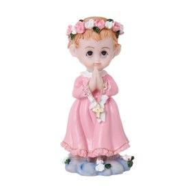 Imagem do Anjo da Guarda Rezando em Resina - Rosa - 13cm