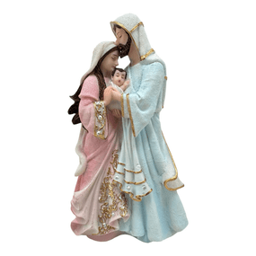 Imagem da Sagrada Família com Detalhes Dourados em Resina - 20cm