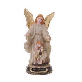 Imagem do Anjo da Guarda Barroco em Resina Branco - 15cm
