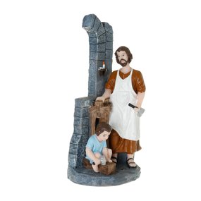 Imagem de São José Operário com o Menino Jesus em Resina - 20cm
