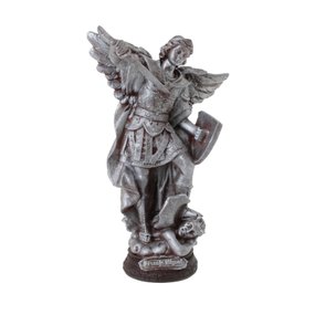 Imagem de São Miguel Arcanjo em resina - prata 20cm