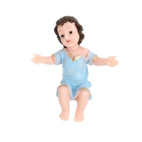Imagem do Menino Jesus com Manto Azul em Resina - 12,5cm
