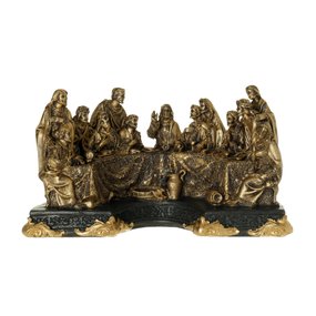 Imagem da Santa Ceia com Base Detalhada em Resina - Dourado