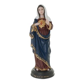 Imagem do Sagrado Coração de Maria em Resina Colorida - 22cm