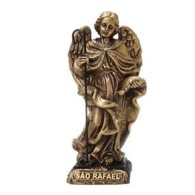 Imagem São Rafael em Resina - Dourado 14cm