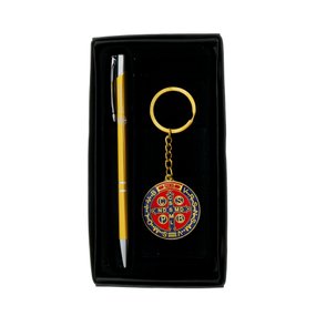 Kit Chaveiro da Medalha de São Bento com Caneta - Dourado