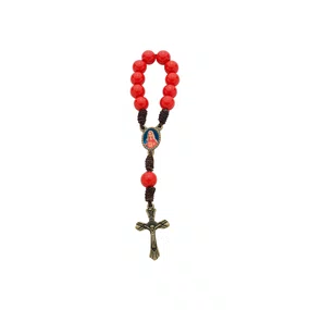 Kit Dezena Imaculado Coração De Maria Pérola Vermelha 8mm 6un