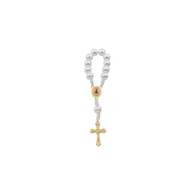 Kit Dezena Nossa Senhora Aparecida Pérola Abs Branca 8mm 6un
