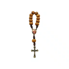 Kit Dezena Sagrada Família Madeira Marrom Clara 8mm 6un