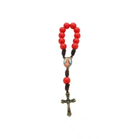 Kit Dezena Sagrado Coração De Jesus Pérola Vermelha 8mm 6un