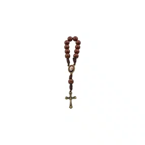 Kit Dezena São Padre Pio Pérola Marrom 8mm 6un