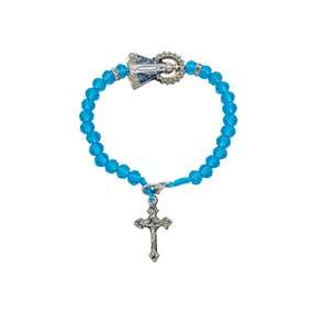 Pulseira de Nossa Senhora Aparecida com Contas Azul Claro - 2un