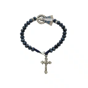 Pulseira de Nossa Senhora Aparecida com Contas Azul Marinho - 2un