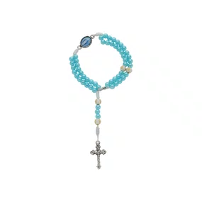 Kit Terço de Pulso de Nossa Senhora das Graças Azul Claro - 3Un