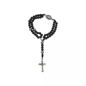 Kit Terço de Pulso de São Bento com Contas Pretas - 3un