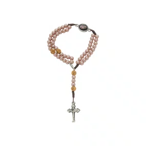 Kit Terço de Pulso de São Miguel Arcanjo em Contas Rose Gold e Preto - 3Un