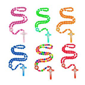 Kit Terço de Nossa Senhora Aparecida Colorido com Contas de Rosas - 12Un