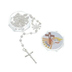 Lembrança de Crisma com Terço e Caixa em Acrílico - Branco