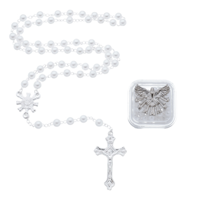 Lembrança para Crisma do Divino Espírito Santo com Terço e Caixa - Branco