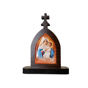 Mini Capela da Mãe Rainha de Schoenstatt em MDF - Marrom Escuro