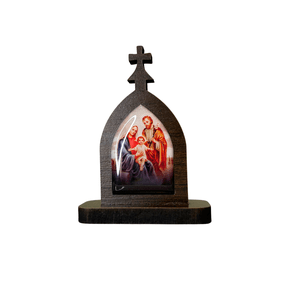 Mini Capela da Sagrada Família de Nazaré em MDF - Marrom Escuro