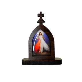 Mini Capela de Jesus Misericordioso em MDF - Marrom Escuro