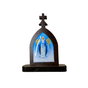 Mini Capela de Nossa Senhora das Graças em MDF - Marrom Escuro