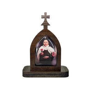 Mini Capela de Santa Teresinha do Menino Jesus em MDF - Marrom Escuro