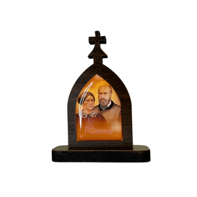 Mini Capela de São Luís e Santa Zélia Martin em MDF - Marrom Escuro