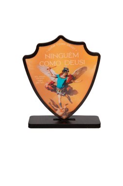 Pedestal do Escudo de São Miguel Arcanjo em MDF - Marrom Escuro