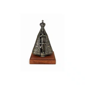 Pedestal Nossa Senhora Aparecida Metal Ouro Velho 9,5cm