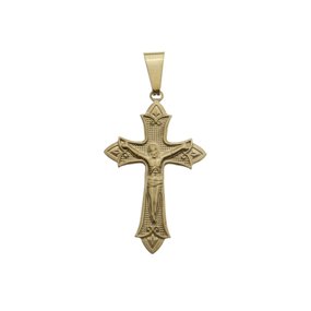 Pingente de Crucifixo com Pontas Estilizadas em Inox - Dourado