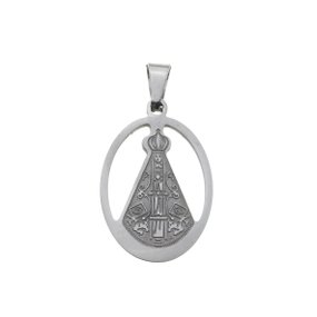 Pingente de Nossa Senhora Aparecida Vazado em Inox - Prata