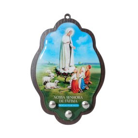 Porta-Chaves de Nossa Senhora de Fátima em MDF - Resinado