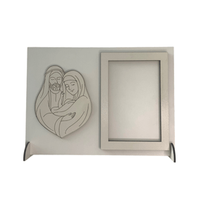 Porta-Retratos de Mesa da Sagrada Família de Nazaré em MDF Branco