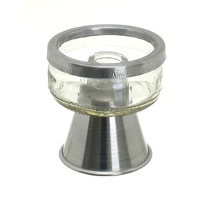 Castiçal/Suporte para Vela Palito de Vidro com Base em Metal - Prata